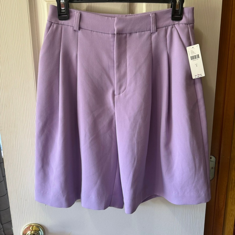 Maeve Anthropologie Avery Pleated Trouser Shorts Size 2 Purple Lilac Snag NWT